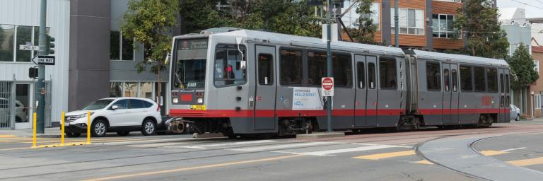 T-Third train in Dogpatch/Mission Bay area