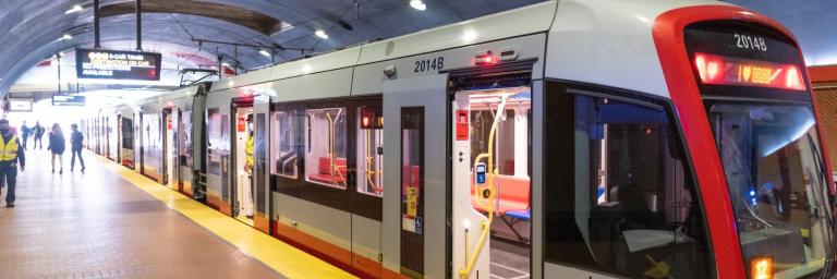LRV4 Muni Metro train inside west portal station