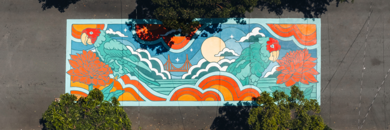 Bird's eye view of the Lyon St Mural