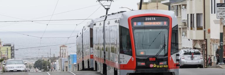 N Judah heading eastbound from Ocean Beach 