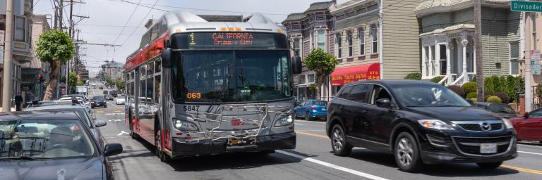 1 California bus driving in the Richmond Distric1