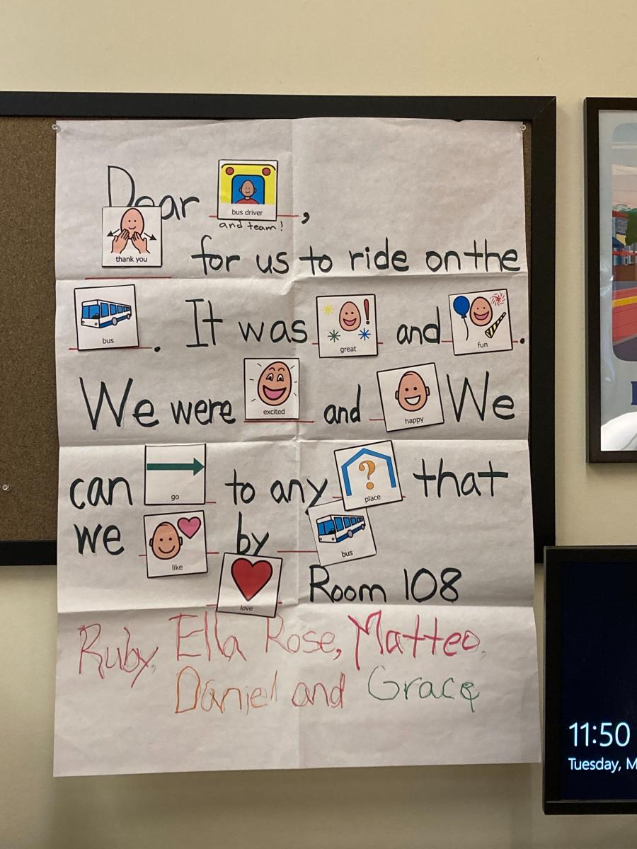 Thank-you note from students who took a travel training program. It includes text and emojis to express gratitude. Thank-you note from students who took a travel training program. It includes text and emojis to express gratitude.