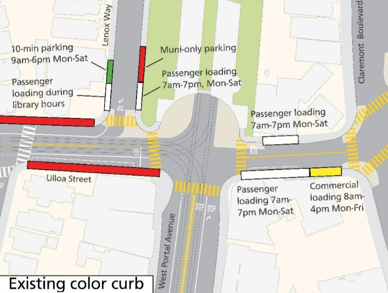 The following changes are proposed:   Making Lenox Way passenger loading zones seven-days-a-week instead of Monday through Saturday. Because there is demand for drop-off and pick-up space by the station on Sundays, we propose making this passenger loading zone space on Sundays as well. That means that general parking would no longer be allowed on Sundays between 7 a.m. and 7 p.m.   Adding Muni-only night-time parking on the east side of Lenox Way. Outside of the passenger loading zone hours here, from 7 p.m