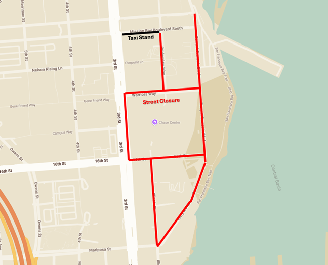 Chase Center taxi stand location
