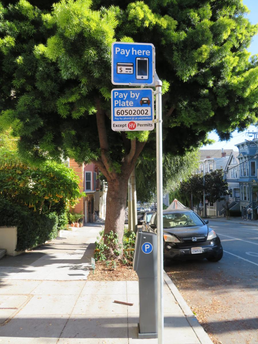 Pay or Permit paystation with sign