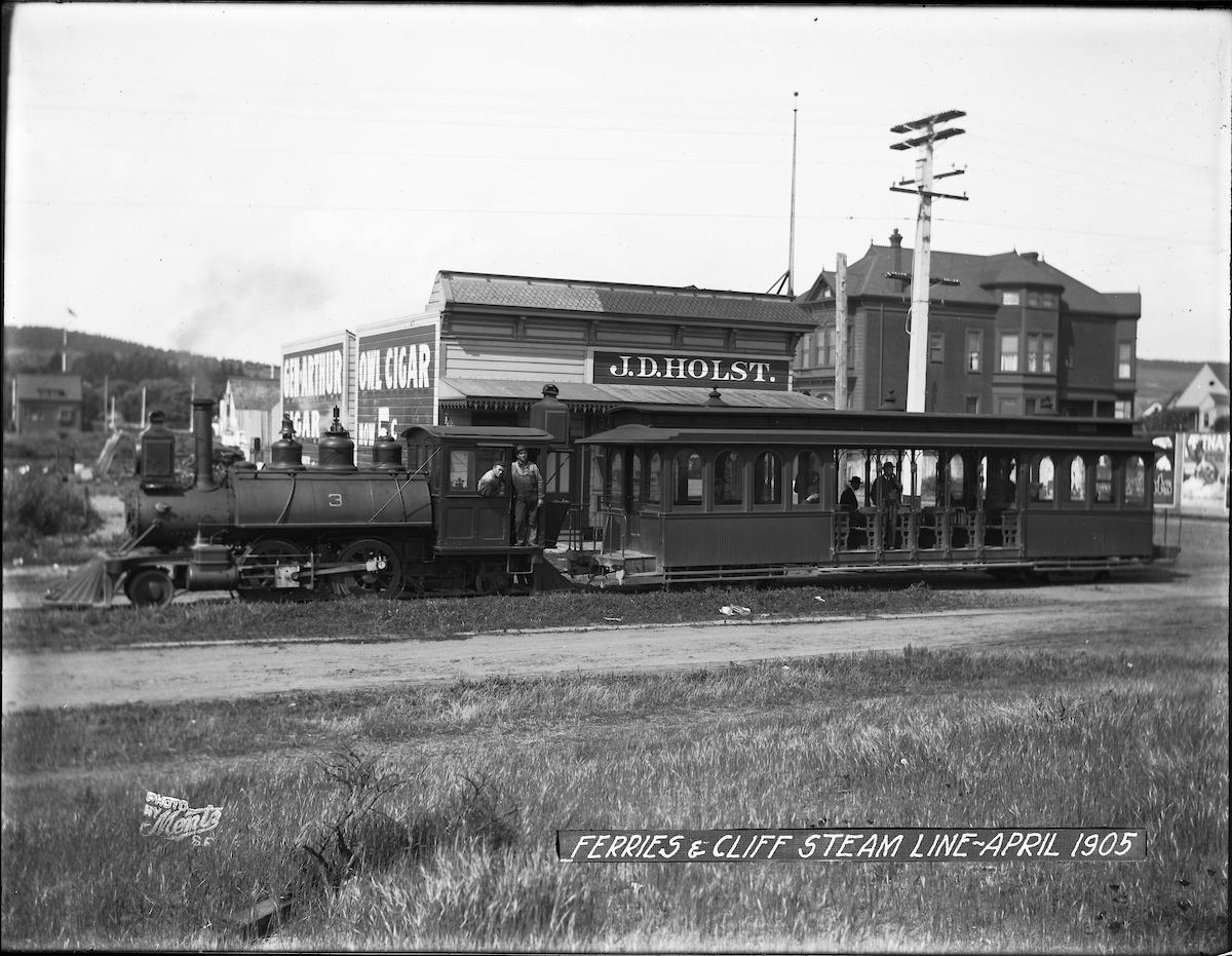Black and white photo of the former steam train a month before it went out of service.