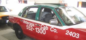 Photo of an Veterans Cab taxi.
