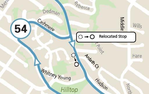 Map showing relocation of Hudson & Ardath inbound stop
