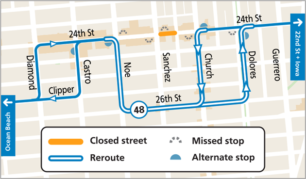 Noe Valley Night Market 48 Reroute Map