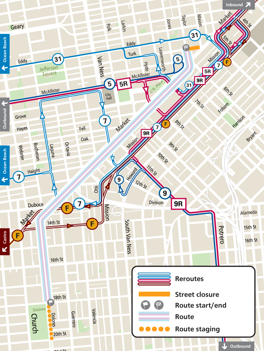 Muni Service Reroute Map