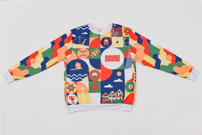 Front of the holiday pullover seen against a white background.