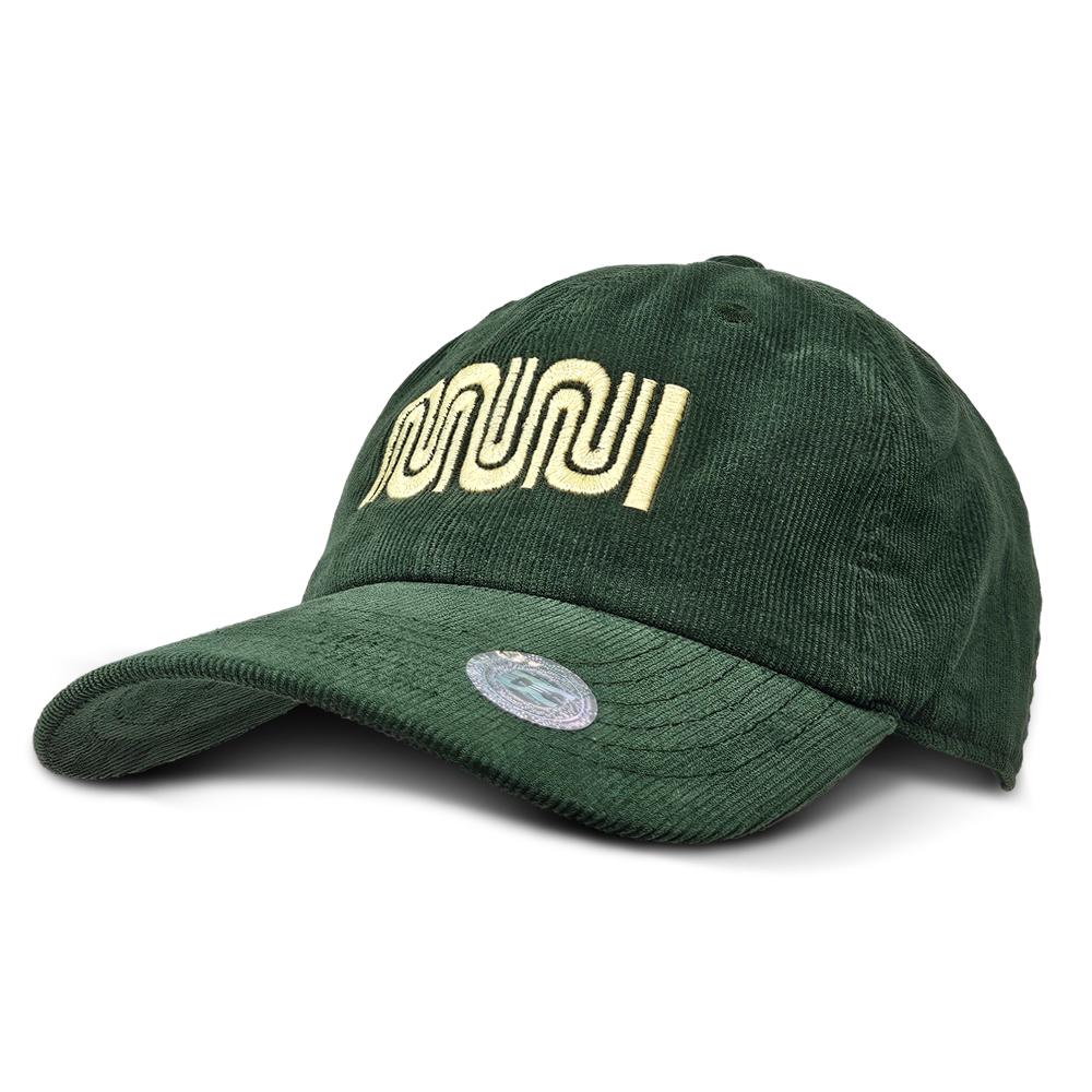 Closeup of the green Muni Corduroy Cap.