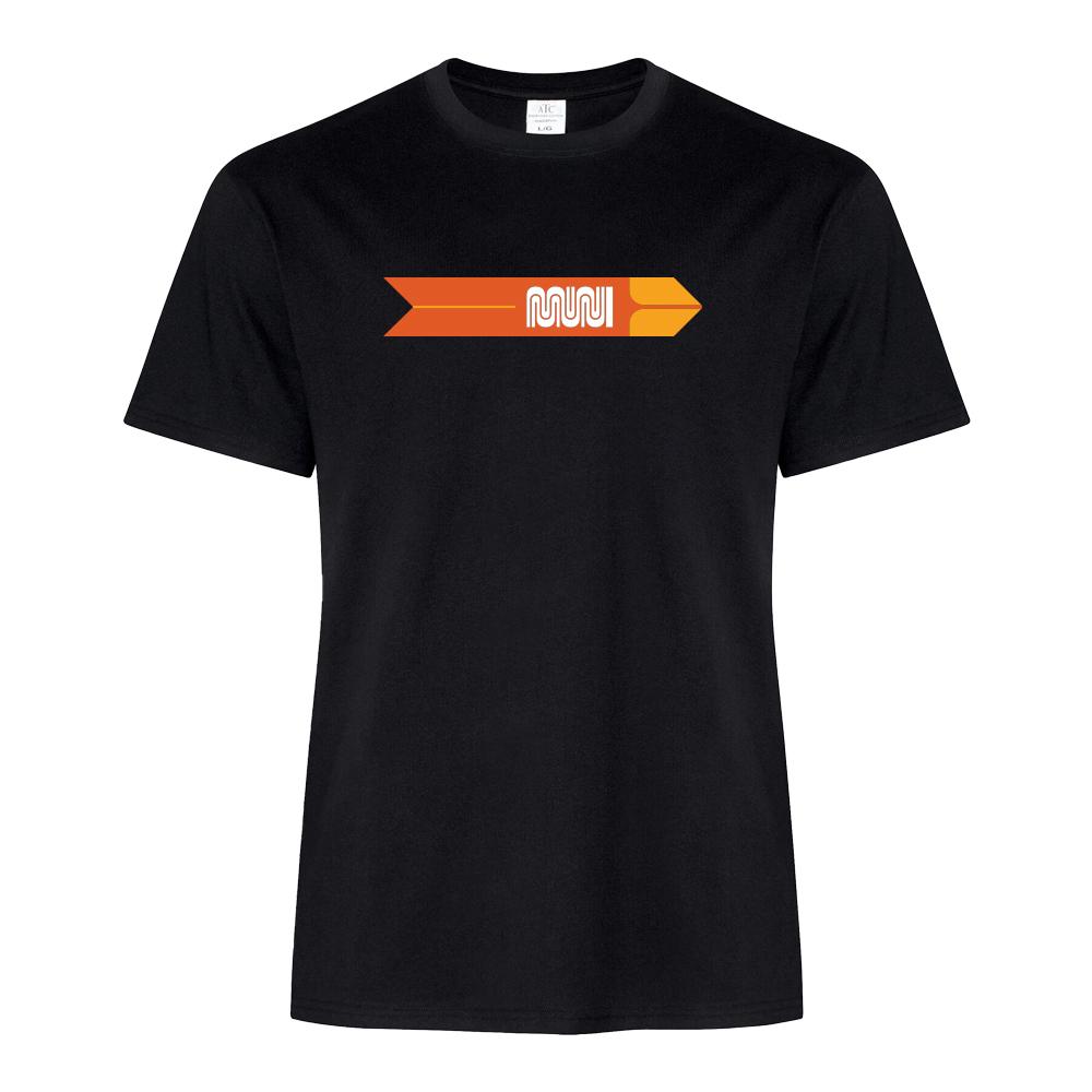 Closeup of the Retro T-Shirt on The Muni Store.