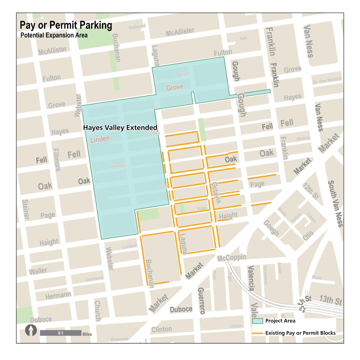 Pay or Permit Parking Expansion map Pay or Permit Parking Expansion- Hayes Valley Extended