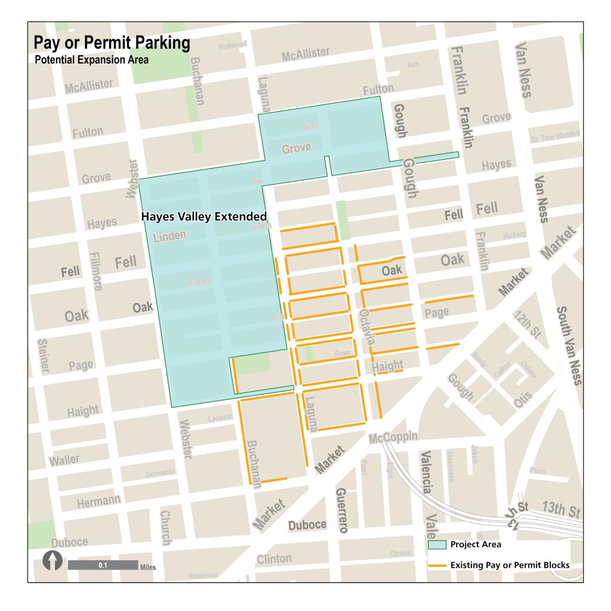 Pay or Permit Parking Expansion map Pay or Permit Parking Expansion- Hayes Valley Extended