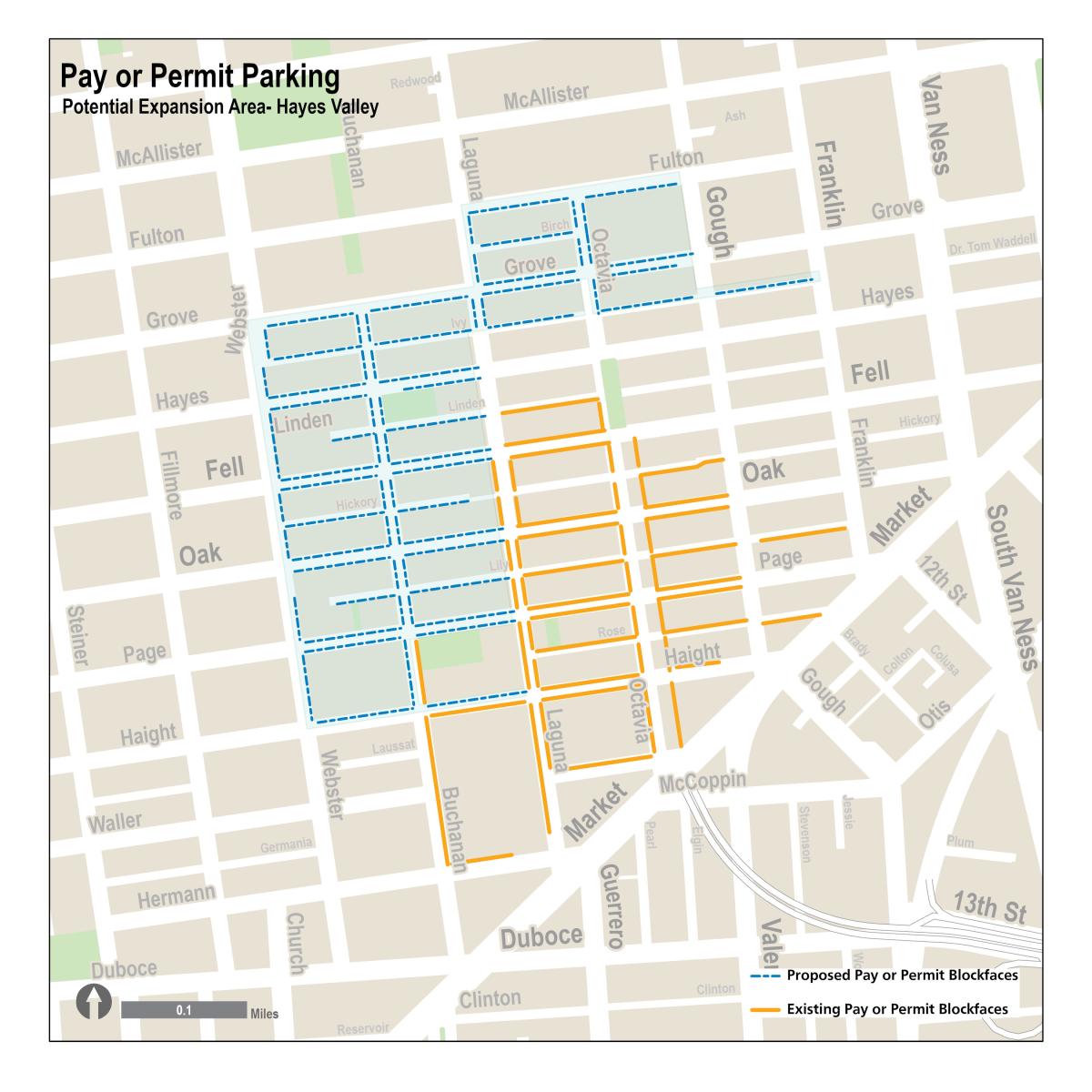 Pay or Permit Parking Expansion map Pay or Permit Parking Expansion- Hayes Valley Extended
