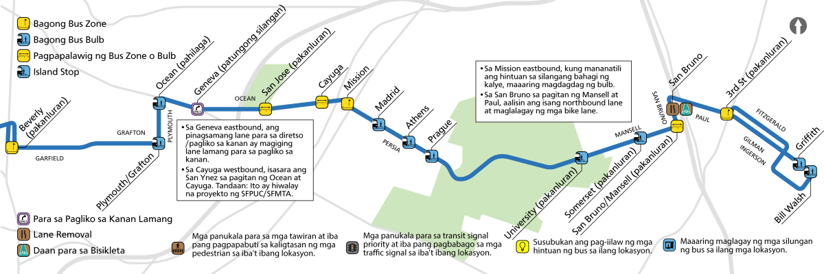 A map shows the proposed stop moves for the 29 Sunset project, which are described in the following text.