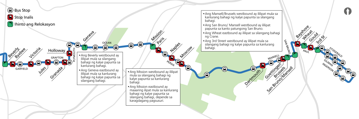 A map shows the proposed stop moves for the 29 Sunset project, which are described in the following text.