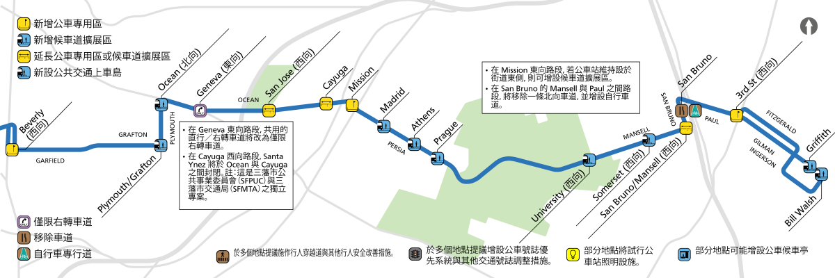 29 Sunset - Chinese - Other Changes - Notes - Web A map shows the proposed stop moves for the 29 Sunset project, which are described in the following text.