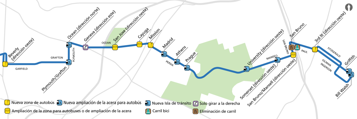 A map shows the proposed changes as part of the 29 Sunset Improvement project, which are described in the following text.