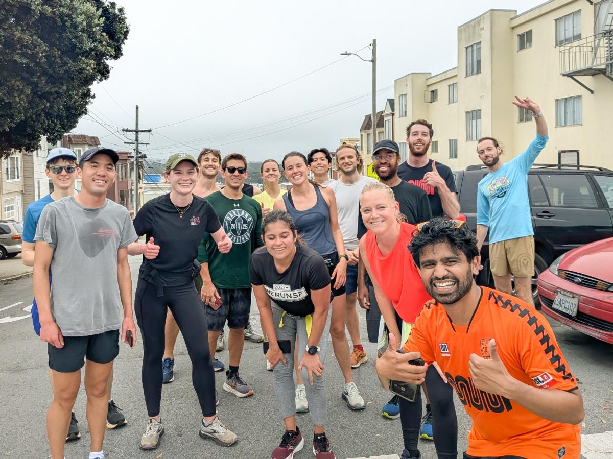 Group photo of Muni Rub Club members after a Transit Month race.