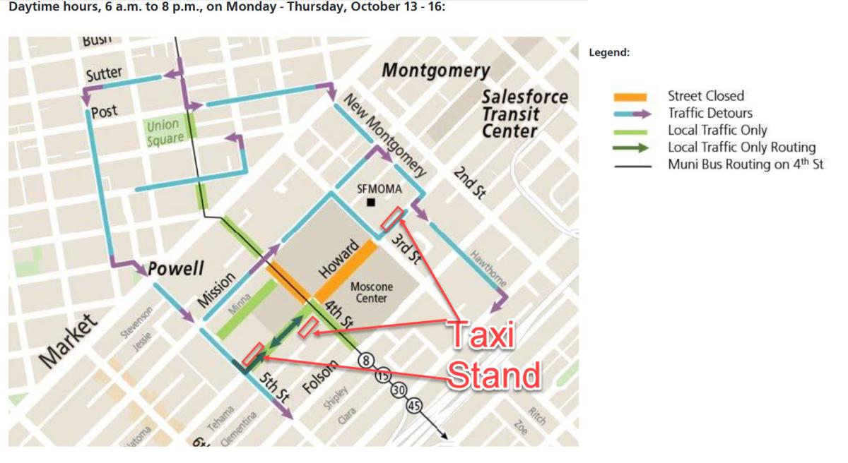 Dreamforce 2025 street closed and taxi stands