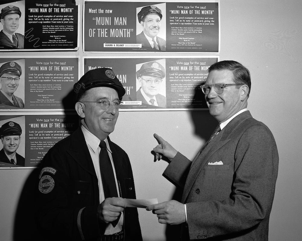 Black and white photo featuring February 1951 "Man of the Month."