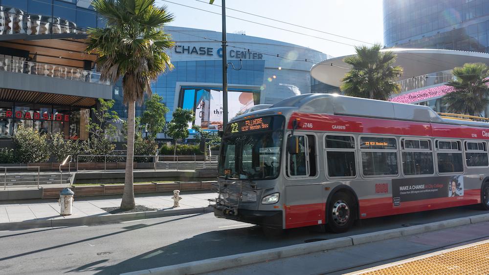 22 Fillmore bus passing Chase Center.