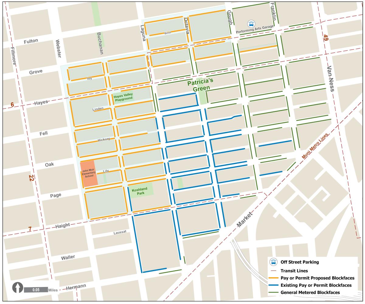 Map of Existing and Potential Pay or Permit Parking Areas Under Study