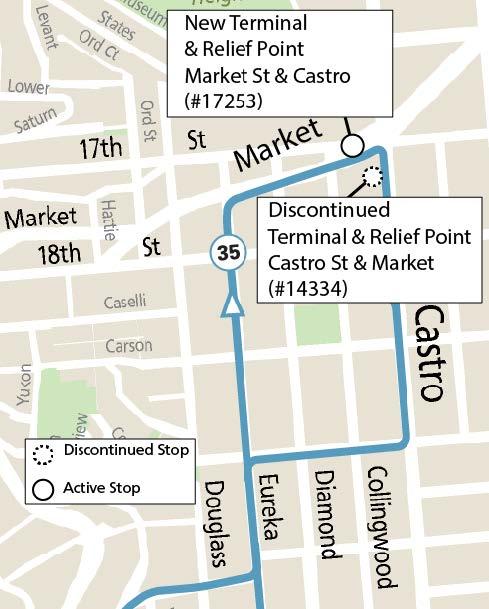 Map showing 35 Eureka terminal relocation