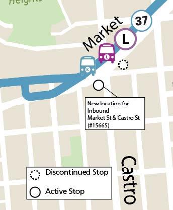 Map showing stop relocation for 37, K Bus & L Owl