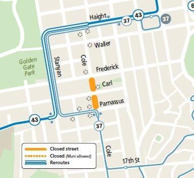 Cole Valley Nights Reroute Map