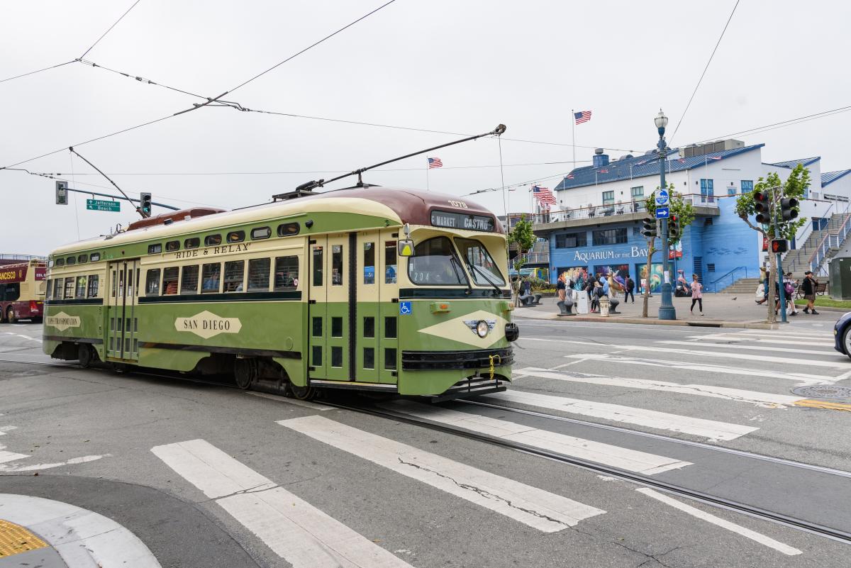 Green historic street travels near fishmeran's wharf