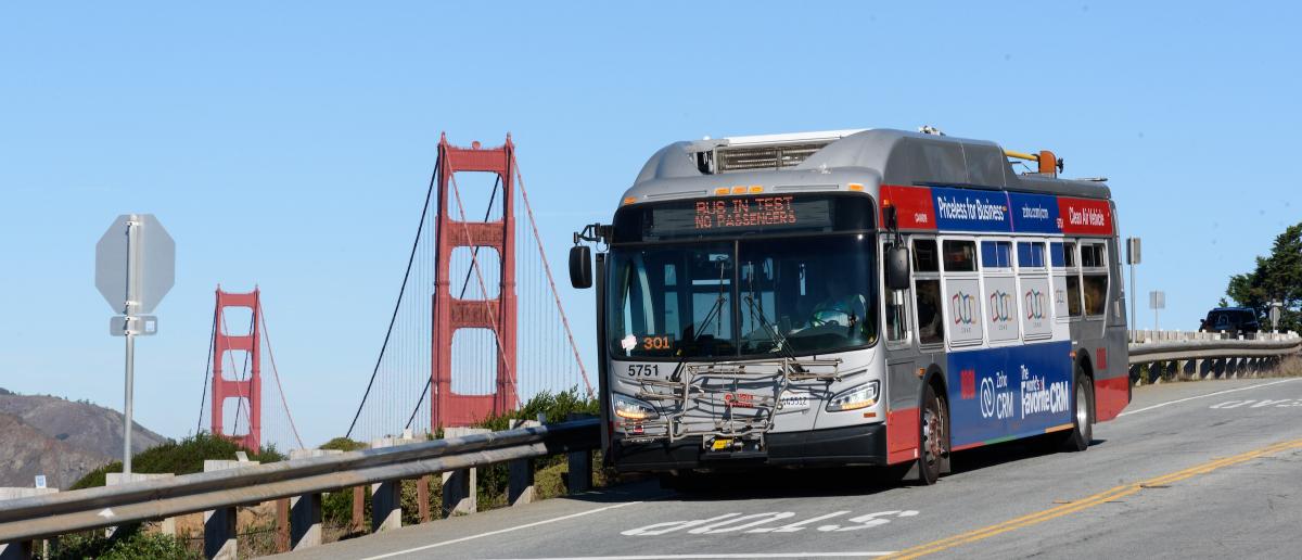 Golden Gate Bridge and MTA bus