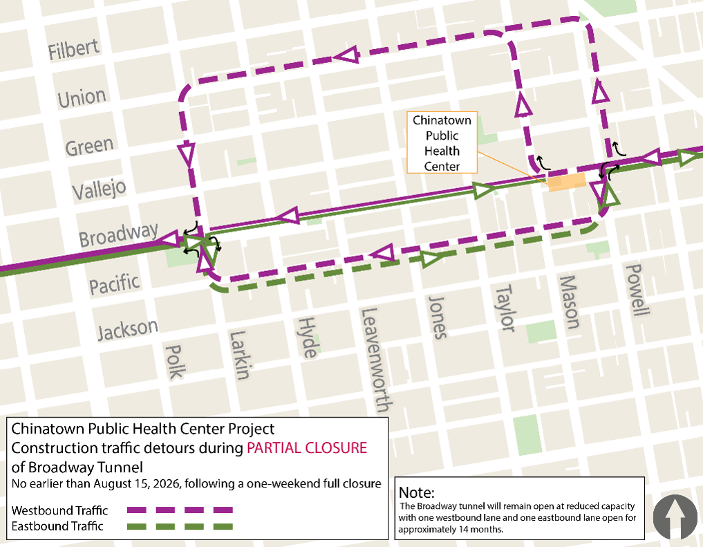 Map:Broadway Tunnel Partial Closure – Traffic Alternative Routing Plan