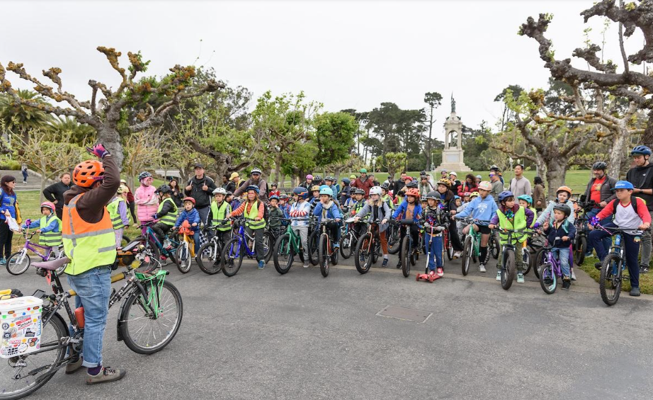 Young people on bikes