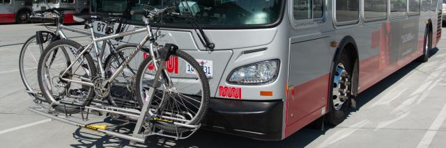 Bikes on rack on front of Muni bus