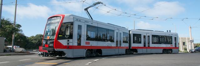 New Light Rail Car at end of N Judah Line in Sunset District