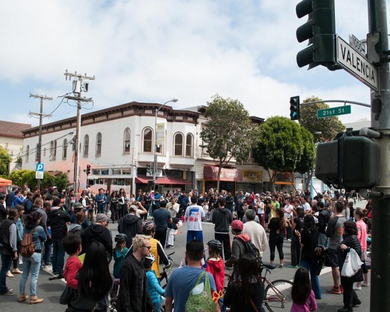 Sunday Streets Crowd on Valencia Street.