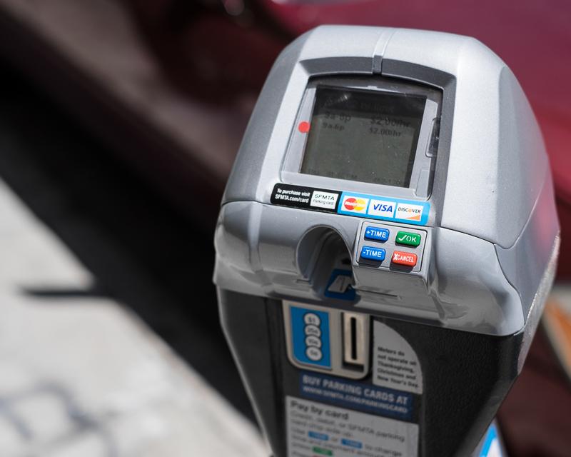 close up view of parking meter