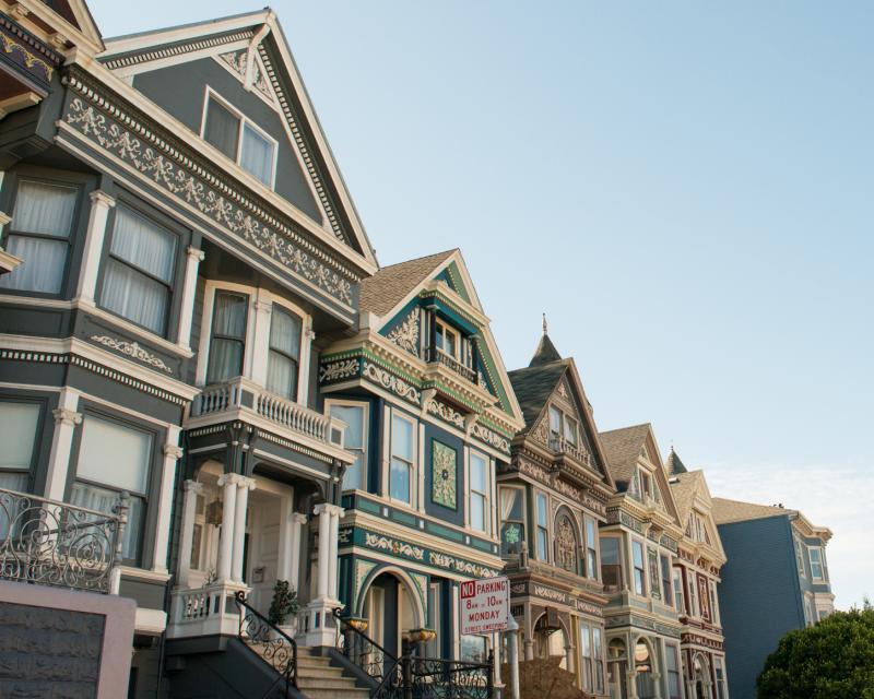 Row of victorian style houses in Haight Ashbury area