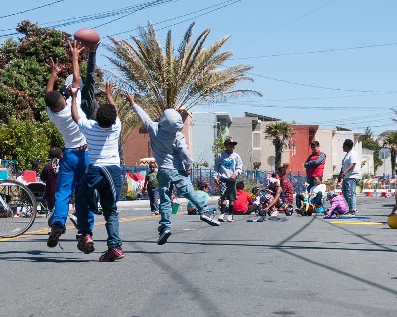 Children playing on city streets