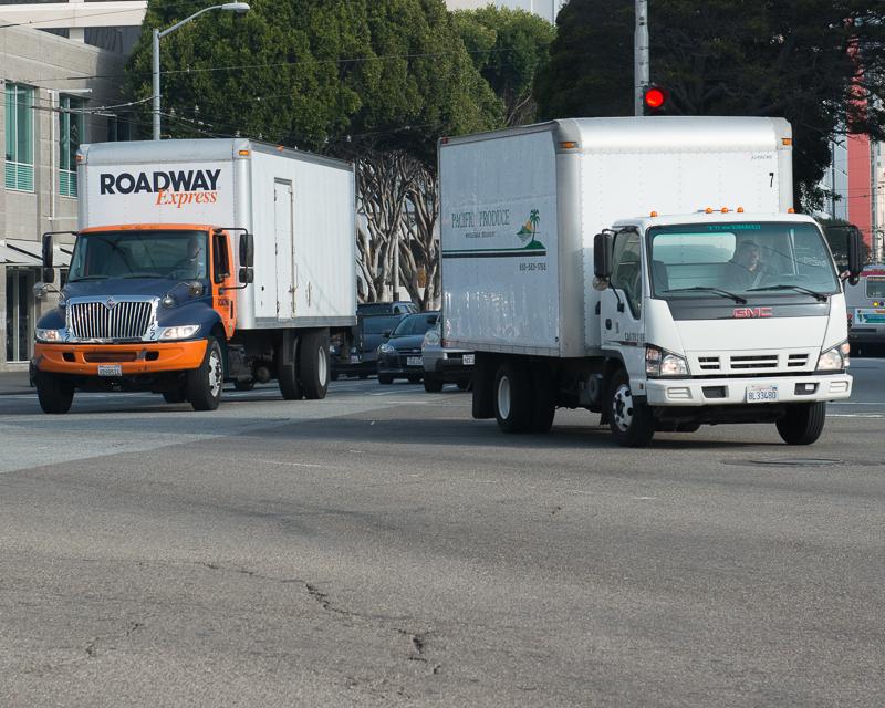 trucks on city streets