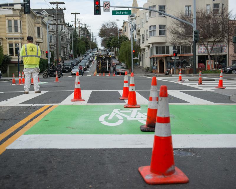 Image of a painted bike zone