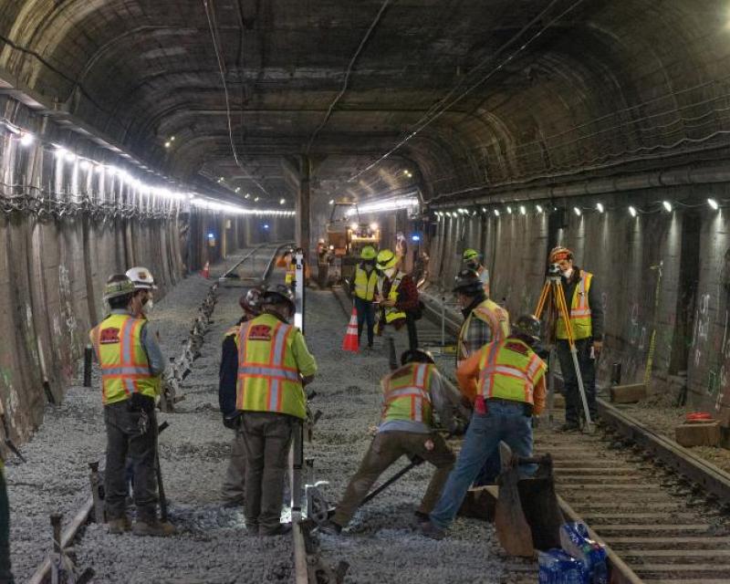 workers in the Twin Peaks tunnel