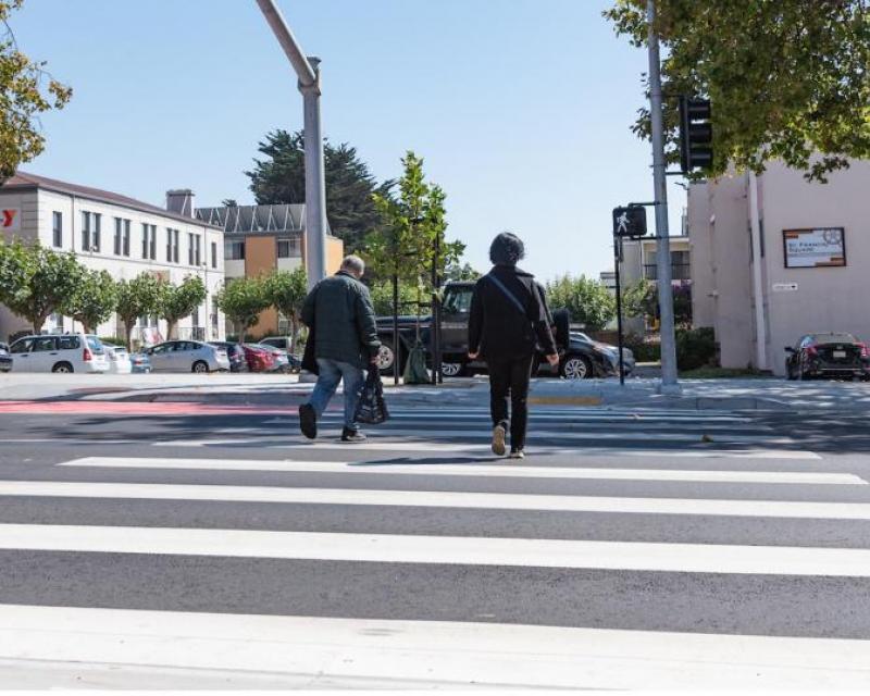 People crossing in a continental crosswalk