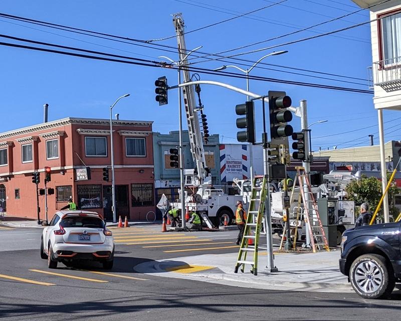 Traffic signal construction underway at Geneva and Naples