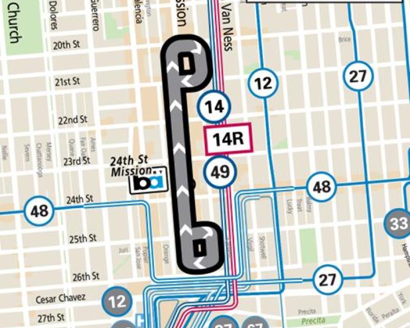 Map of Muni service changes during SF Lowriders event