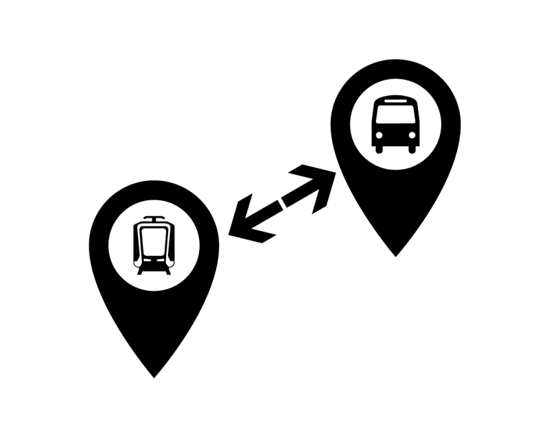 Train to bus transfer icon