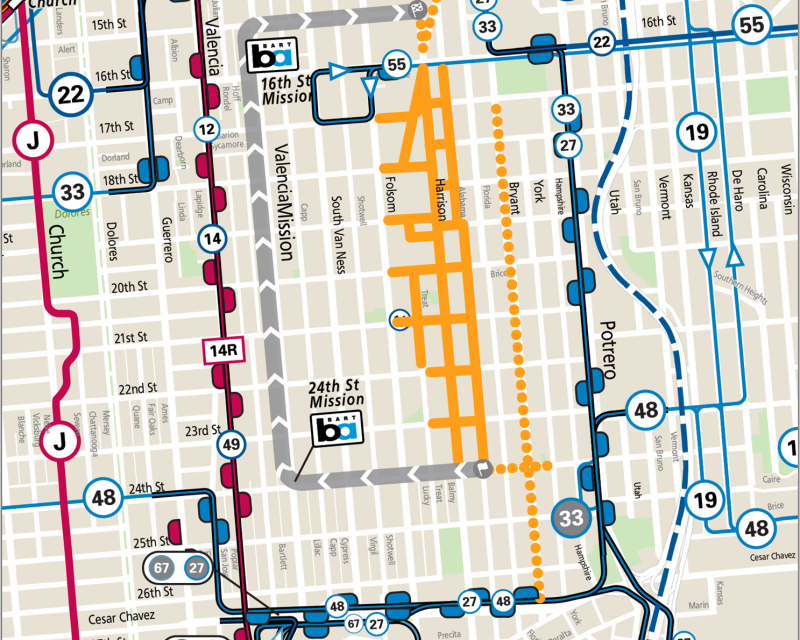 Muni Carnaval Procession Reroute Map